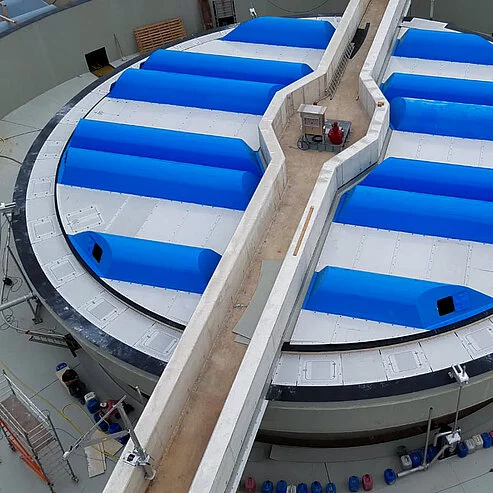 Das montierte Abdecksystem für ein Wasserbecken